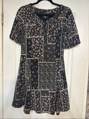 Black Floral Patchwork Dress